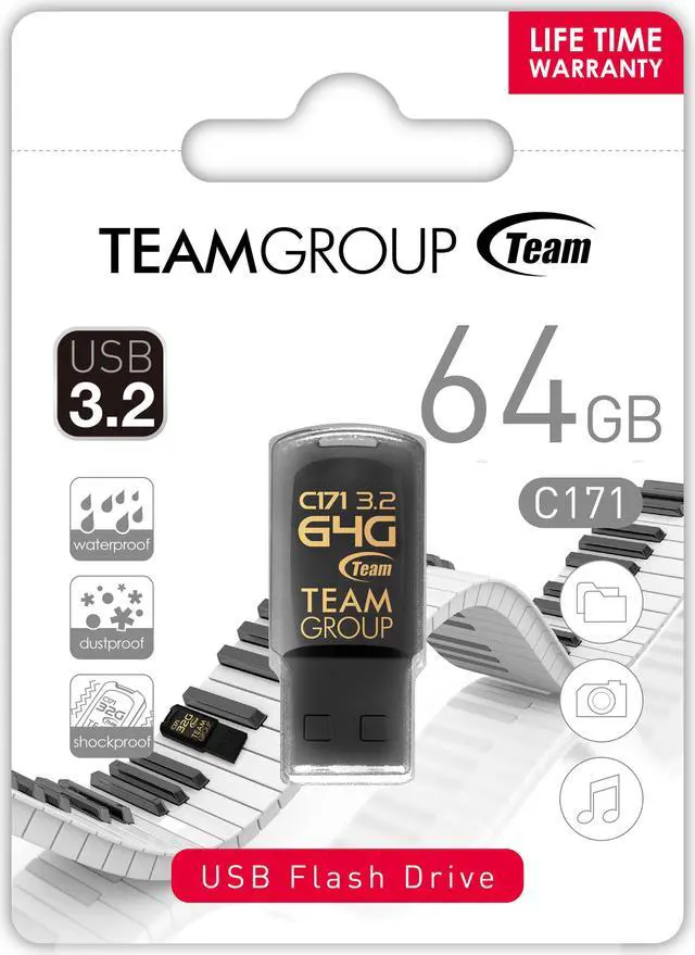 Alt view image 3 of 3 - TEAM 64GB C171 USB 3.2 Gen 1 Flash Drive, Speed Up to 100MB/s (TC171364GB01)