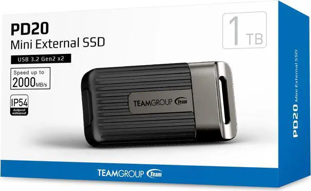 Alt view image 6 of 5 - Team Group PD20 1TB Mini Portable SSD USB 3.2 Gen 2x2 Type-C Waterproof Dustproof IP54, Speed up to 2000MB/s (TPSEG5001T0C102)
