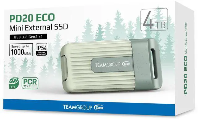 Alt view image 5 of 5 - Team Group PD20 ECO 4TB USB type-C mini external SSD, speed Up to 1,000 MB/s (TPSEG4001T0C102)