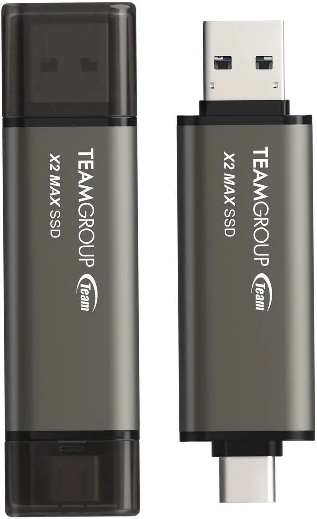 Alt view image 2 of 4 - TEAM X2 MAX DRIVE 2TB Titanium USB 3.2 Gen2 External Solid State Flash Drive, Dual Interface Type-C and Type-A, Compatible with Smartphone/Tablet/Laptop/PC/Chromebook, Speed Up to 1000MB/s (TX2MAX32TBT01)
