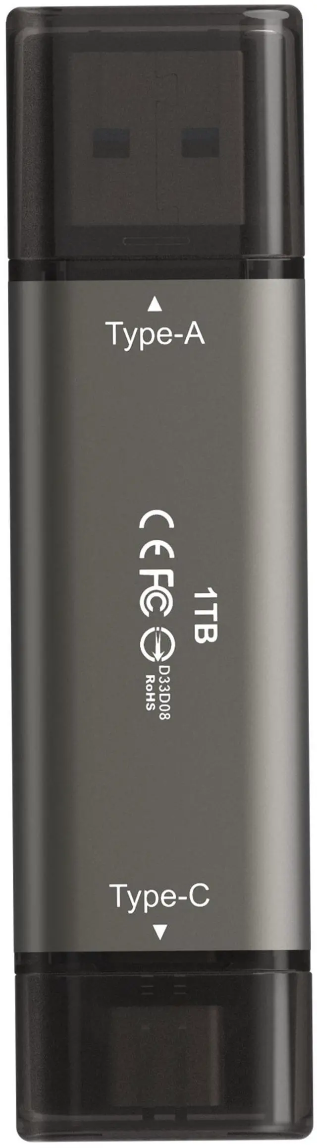 Main image of TEAM X2 MAX DRIVE 1TB Titanium USB 3.2 Gen2 External Solid State Flash Drive, Dual Interface Type-C and Type-A, Compatible with Smartphone/Tablet/Laptop/PC/Chromebook, Speed Up to 1000MB/s (TX2MAX31TBT01)