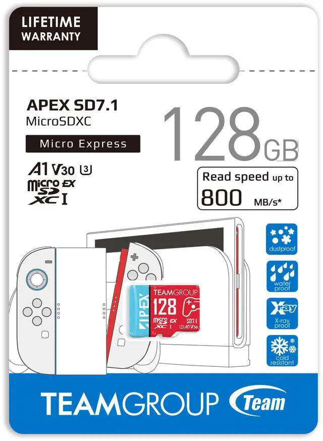 Alt view image 3 of 3 - Team 128GB APEX SD7.1 MicroSD Express UHS-I/U3 Memory Card with Adapter, compatible with Nintendo-Switch2, Steam Deck, and ROG Ally, Speed Up to 800MB/s (TAPMSDE128GIV30A102)