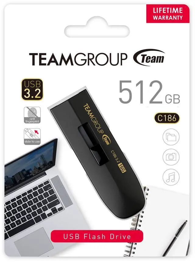 Alt view image 4 of 4 - Team Group 512GB C186 USB 3.2 Gen 1 Flash Drive (TC1863512GB01)