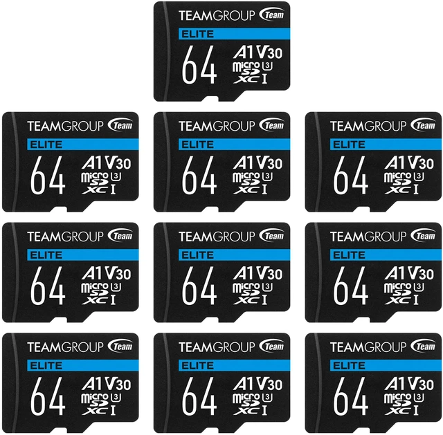 Main image of Team 10 Pack Elite 64GB microSDXC A1 Card Model TEAUSDX64GIV30A103