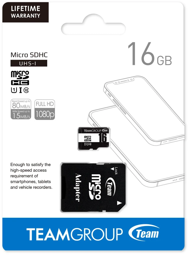 Alt view image 3 of 3 - Team 16GB microSDHC Memory Card with Adapter Model TUSDH16GCL10U78