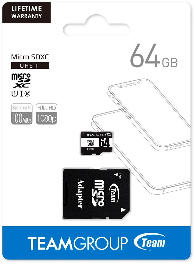 Alt view image 3 of 3 - Team 64GB microSDXC Memory Card with Adapter Model TUSDX64GCL10U78