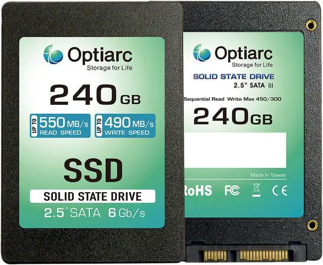Alt view image 2 of 3 - Optiarc 2.5" 240GB SATA III 3D NAND Internal Solid State Drive (SSD) OPT240S325-R