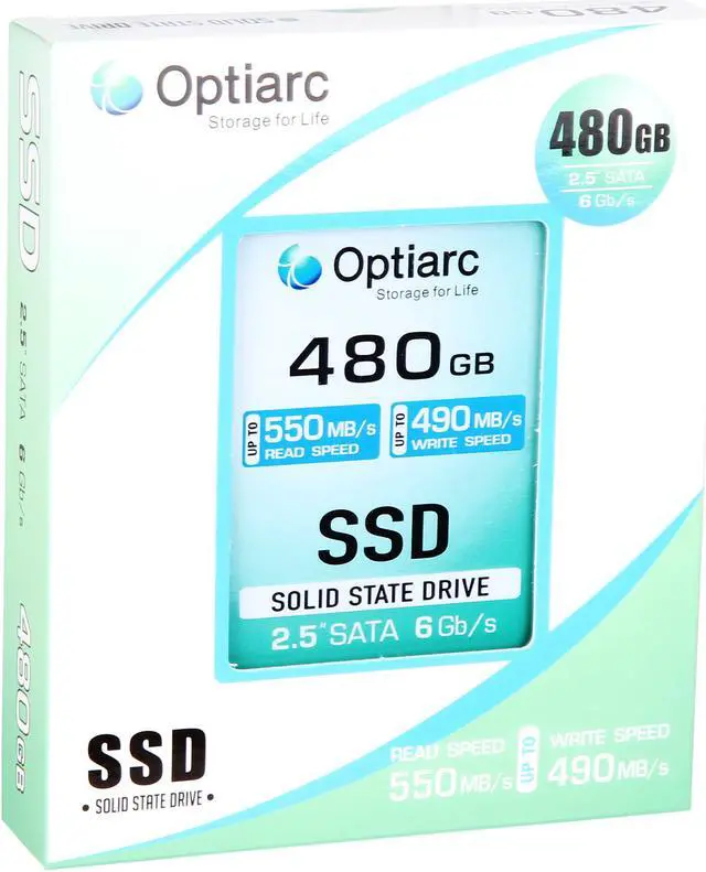 Alt view image 3 of 3 - Optiarc 2.5" 480GB SATA III 3D NAND Internal Solid State Drive (SSD) OPT480S325-R