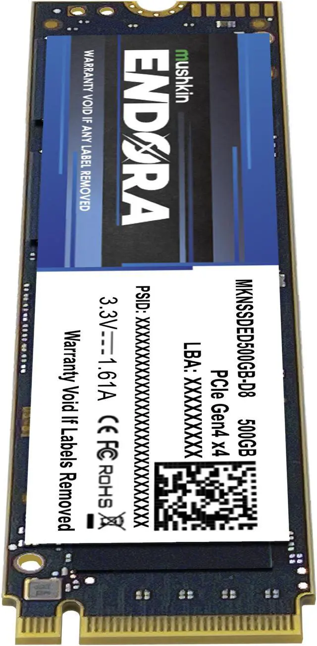 Alt view image 3 of 3 - Mushkin Enhanced Endora M.2 2280 500GB PCI-Express 4.0 x4 3D NAND Internal Solid State Drive (SSD) MKNSSDED500GB-D8 MKNSSDED512GB-D8 MKNSSDED1TB-D8 MKNSSDED2TB-D8 MKNSSDED4TB-D8