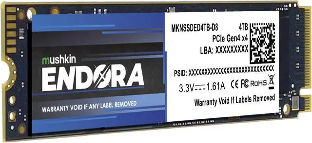 Alt view image 2 of 3 - Mushkin Enhanced Endora M.2 2280 4TB PCI-Express 4.0 x4 3D NAND Internal Solid State Drive (SSD) MKNSSDED4TB-D8
