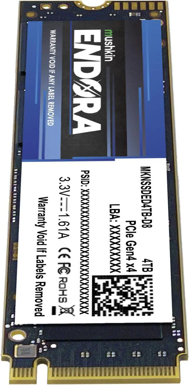 Alt view image 3 of 3 - Mushkin Enhanced Endora M.2 2280 4TB PCI-Express 4.0 x4 3D NAND Internal Solid State Drive (SSD) MKNSSDED4TB-D8