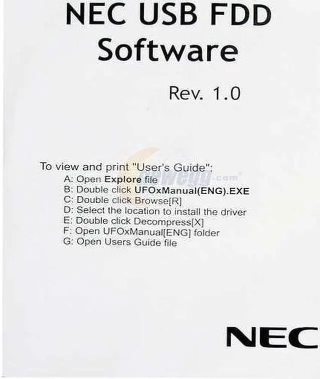 Alt view image 2 of 2 - NEC Black 1.44MB 3.5" External USB Floppy Drive Model UF0002S-102 - OEM