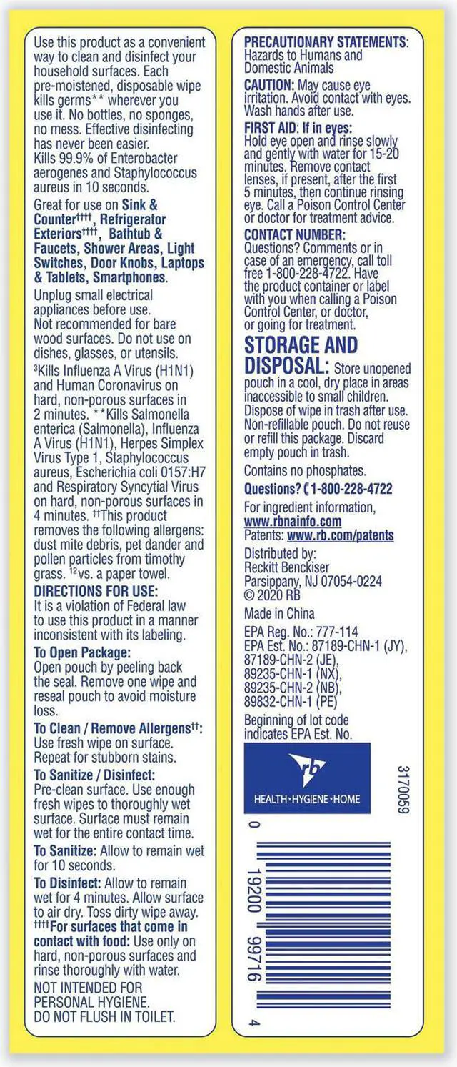 Alt view image 3 of 11 - Lysol Disinfecting Wipes Flatpacks, 6.69 x 7.87, Lemon and Lime Blossom, 80 Wipes/Flat Pack, 6 Flat Packs/Carton RAC99716CT