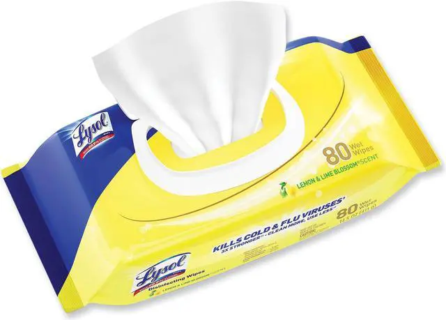 Alt view image 2 of 11 - Lysol Disinfecting Wipes Flatpacks, 6.69 x 7.87, Lemon and Lime Blossom, 80 Wipes/Flat Pack, 6 Flat Packs/Carton RAC99716CT