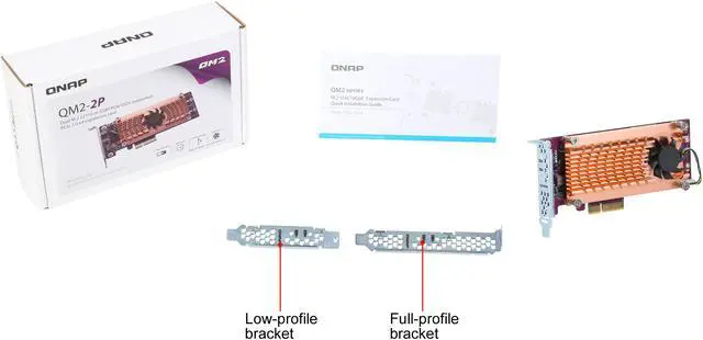 Alt view image 6 of 6 - QNAP QM2-2P-244A Dual M.2 22110/2280 Pcie SSD Expansion Card (PCIe Gen2 X4), Low-Profile Bracket Pre-Loaded, Low-Profile Flat and Full-Height are Bundled
