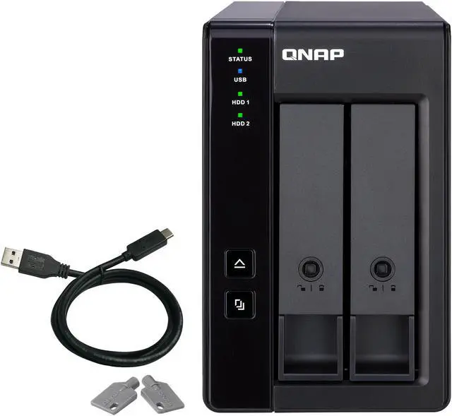 Alt view image 2 of 11 - QNAP TR-002-US 2 Bay Type-C Direct Attached Storage DAS Expansion with Hardware RAID (Diskless)