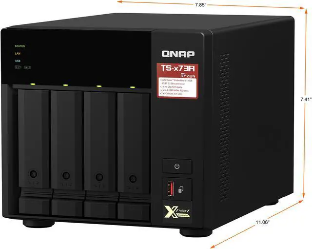 Alt view image 5 of 9 - QNAP TS-473A-8G-US 4 Bay Ryzen Desktop NAS (Diskless)
