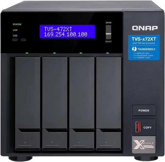 Alt view image 2 of 12 - QNAP TVS-472XT-i3-4G-US Diskless System Network Storage