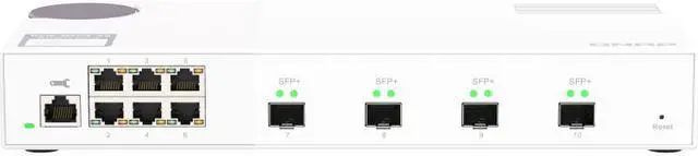 Main image of QNAP QSW-M408S 6-port layer 2 managed switch. 6 x 2.5GbE (1G/100M) ports and 4 x 10G SFP+ ports. Easy management with web browser.