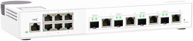 Alt view image 3 of 6 - QNAP QSW-M408S 6-port layer 2 managed switch. 6 x 2.5GbE (1G/100M) ports and 4 x 10G SFP+/ NBASE-T (10G/5G/2.5G/1G/100M) combo ports. Easy management with web browser.