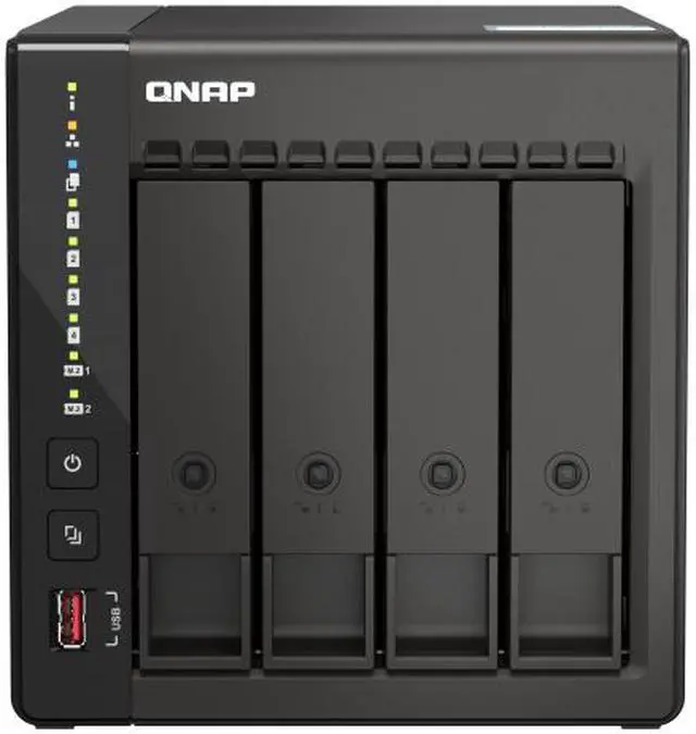 Alt view image 2 of 7 - QNAP 4-Bay High-Performance desktop NAS with Intel Celeron 4-Core J6412, onboard 8GB RAM, 2 x 2.5GbE, 1 x HDMI 1.4b, 2 x M.2 PCIe Gen 3 Slots, 2x USB 3.2 Gen2 Type A, long term supply up to 2029
