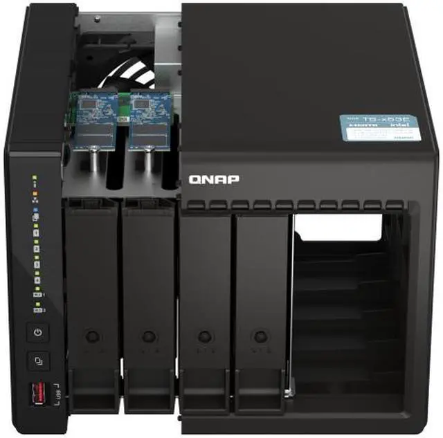 Alt view image 3 of 7 - QNAP 4-Bay High-Performance desktop NAS with Intel Celeron 4-Core J6412, onboard 8GB RAM, 2 x 2.5GbE, 1 x HDMI 1.4b, 2 x M.2 PCIe Gen 3 Slots, 2x USB 3.2 Gen2 Type A, long term supply up to 2029