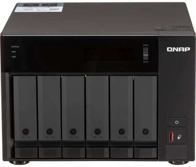 Alt view image 3 of 8 - QNAP Ultra-High Speed 6 Bay NAS. Intel® Core™ i5-12400 6C/12T, 32GB RAM DDR4 RAM, 3.5"/2.5" HDD/SSD slot x 6, M.2 PCIe SSD Gen4 x 4 slot x 2, 2.5GbE x 2, PCIe Gen4 slots, HDMI 1.4b, USB 3.2 Gen 2, 250W PSU