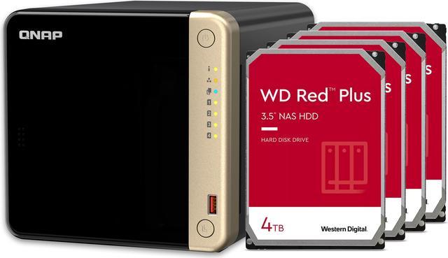 QNAP 4 Bay NAS with 12TB Storage Capacity, Preconfigured RAID 5 Western Digital Red Plus Drives Bundle, 2.5GbE Ports (TS-464-8G-44W-US) Desktop - Newegg.com