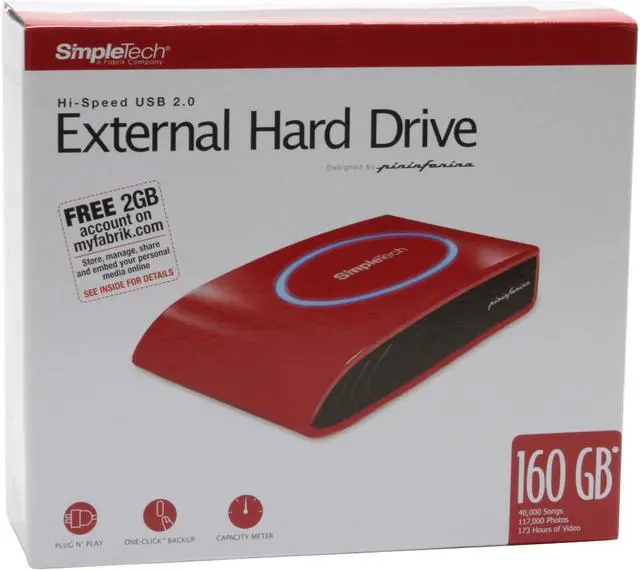 Alt view image 7 of 7 - SimpleTech SimpleDrive 160GB USB 2.0 3.5" External Hard Drive (designed by Pininfarina) SP-U35/160