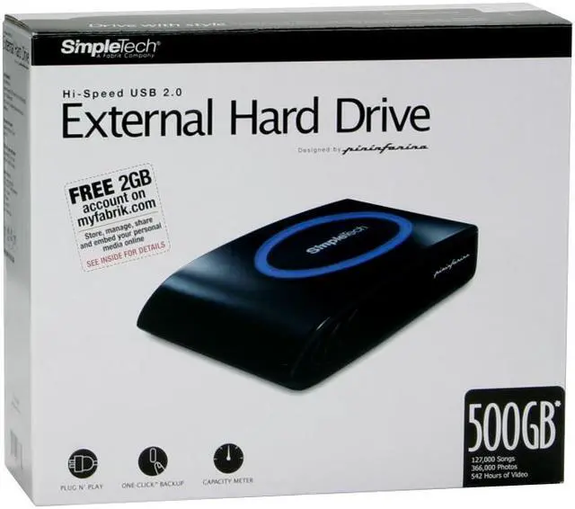 Alt view image 6 of 6 - SimpleTech SimpleDrive 500GB USB 2.0 3.5" External Hard Drive (designed by Pininfarina) SP-U35/500