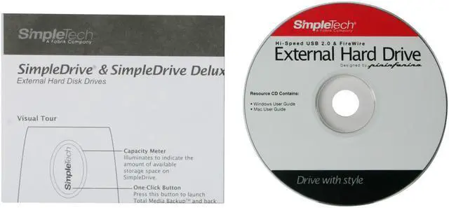 Alt view image 7 of 9 - SimpleTech SimpleDrive 1TB 7200 RPM 3.5" USB 2.0 / Firewire400 External Hard Drive (designed by Pininfarina) Model SP-UF35/1TB