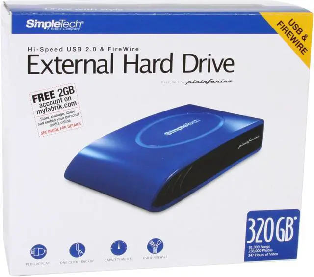Alt view image 10 of 10 - SimpleTech SimpleDrive 320GB 7200 RPM 3.5" USB 2.0 / Firewire400 External Hard Drive (designed by Pininfarina) Model SP-UF35/320