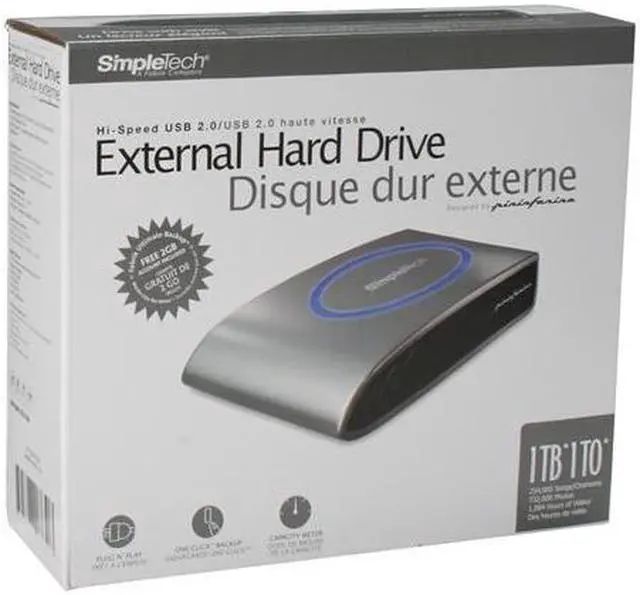 Alt view image 7 of 7 - SimpleTech SimpleDrive 1TB USB 2.0 3.5" External Hard Drive (designed by Pininfarina) SP-U35/1TBC