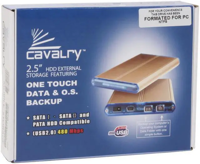 Alt view image 5 of 5 - Cavalry "Pre-formatted" CAUH25120 120GB 5400 RPM USB 2.0 With One Touch OS Backup External Hard Drive