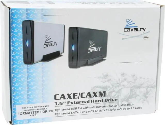 Alt view image 7 of 7 - Cavalry CAXE Series CAXE37500 500GB USB 2.0 / eSATA External Hard Drive - eSATA kit included