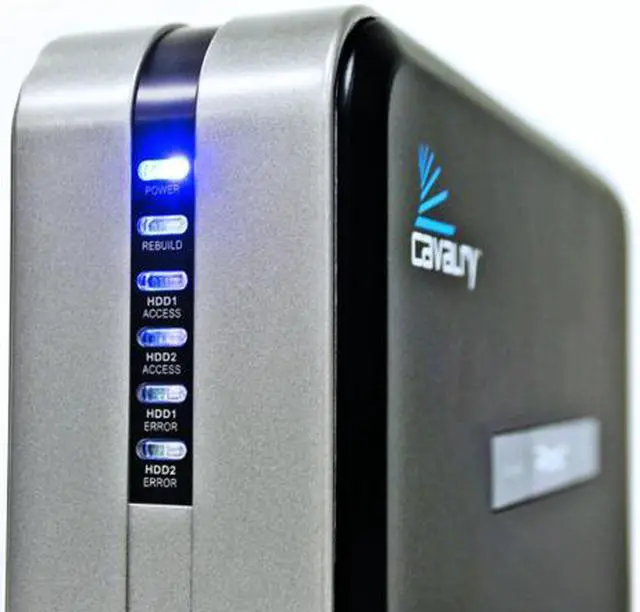 Alt view image 2 of 4 - Cavalry 2-Bay RAID Disk Array (RAID 1) USB 2.0/FireWire 400/FireWire 800 1TB (2x500GB) 7200RPM 16MB Cache External Hard Drive - CADA001C32A