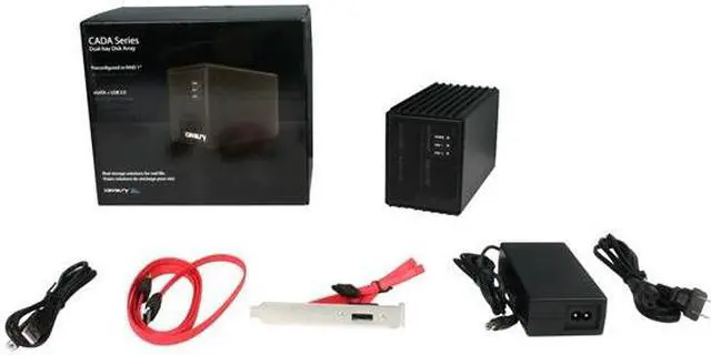 Alt view image 5 of 5 - Cavalry CADA 2TB USB 2.0 / eSATA 3.5" External Hard Drive w/2-bay RAID Disk Array CADA002SA2-B