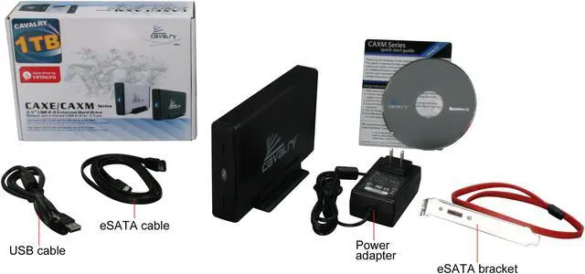 Alt view image 4 of 4 - Cavalry CAXM Series 1TB USB 2.0 / eSATA External Hard Drive - CAXM3701T0