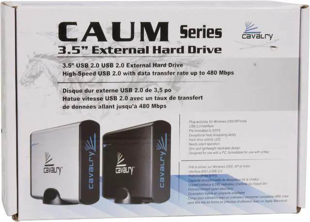Alt view image 7 of 7 - Cavalry CAUM 1TB USB 2.0 3.5" External Hard Drive CAUM3701T0-B-OTB Black
