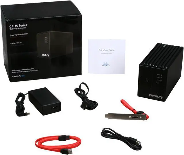 Alt view image 5 of 5 - Cavalry CADA-SA2-B Series 4TB (2x 2TB) eSATA 3.5" 2-Bay RAID Disk Array External Hard Drive CADA004SA2-B Black