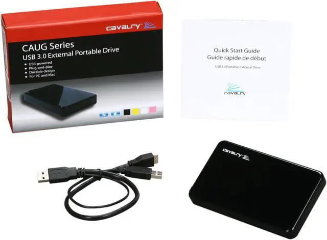 Alt view image 5 of 5 - Cavalry CAU3G 500GB USB 3.0 2.5" Portable External Hard Drive CAU3G25500B Black