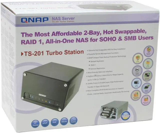 Alt view image 7 of 7 - QNAP TS-201 2-Bay, RAID 1 Hot Swappable All-in-One NAS