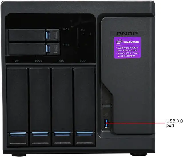 Alt view image 3 of 8 - QNAP High Performance 6 bay (4+2) NAS / iSCSI IP-SAN. Intel Skylake Core i3-7100 3.9 GHz Dual core, 8GB RAM, 10G-ready
