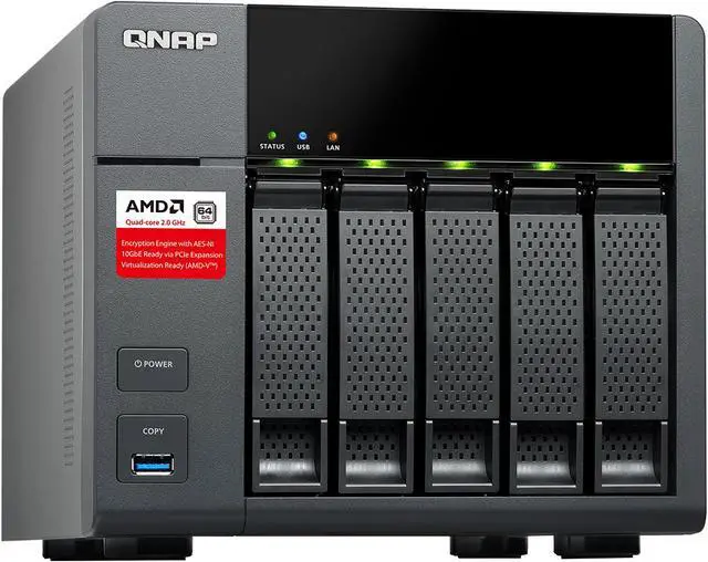 Alt view image 3 of 5 - QNAP TS-563-2G 5-Bay AMD 64bit x86-based NAS, Quad Core 2.0GHz, 2GB RAM, 2 x 1GbE, 10G-ready