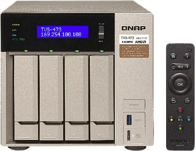 Main image of QNAP TVS-473-64G-US 4-bay NAS / iSCSI IP-SAN, AMD R Series Quad-core 2.1 GHz, 64GB RAM, 10G-ready