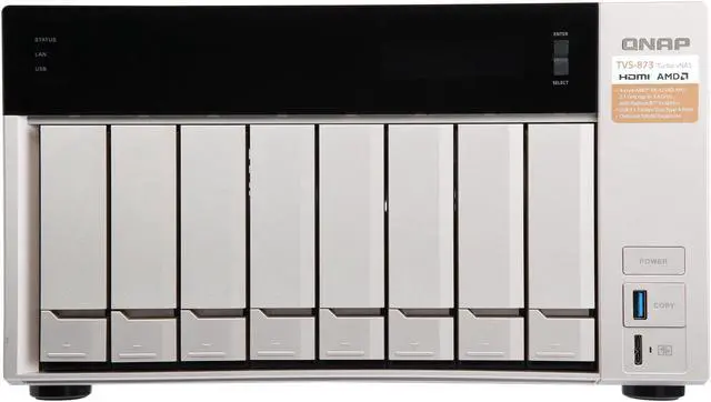 Alt view image 2 of 8 - QNAP TVS-873-8G-US 8-bay NAS/iSCSI IP-SAN, AMD R Series Quad-core 2.1 GHz, 8GB RAM, 10G-ready