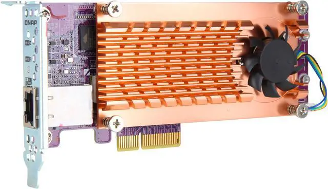 Main image of QNAP QM2-2S10G1T Dual M.2 22110/2280 SATA SSD and Single 10GBASE-T 10GbE Network Expansion Card (PCIe Gen2 x 4), Low-Profile Bracket pre-Loaded, Flat and Full-Height are Bundled, SSD not Included