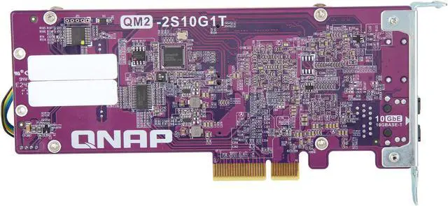 Alt view image 5 of 6 - QNAP QM2-2S10G1T Dual M.2 22110/2280 SATA SSD and Single 10GBASE-T 10GbE Network Expansion Card (PCIe Gen2 x 4), Low-Profile Bracket pre-Loaded, Flat and Full-Height are Bundled, SSD not Included
