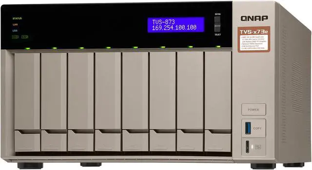 Alt view image 6 of 13 - Qnap 8-bay NAS/iSCSI IP-SAN, AMD R series Quad-core 2.1GHz, 8GB RAM, 10G-ready (TVS-873e-8G-US)