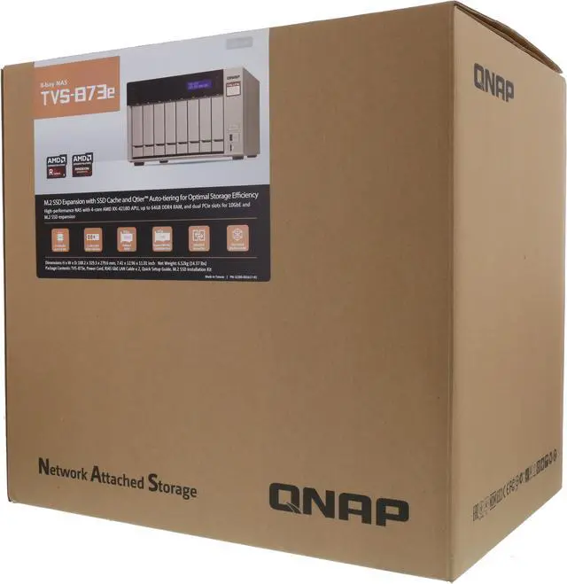 Alt view image 13 of 13 - Qnap 8-bay NAS/iSCSI IP-SAN, AMD R series Quad-core 2.1GHz, 8GB RAM, 10G-ready (TVS-873e-8G-US)